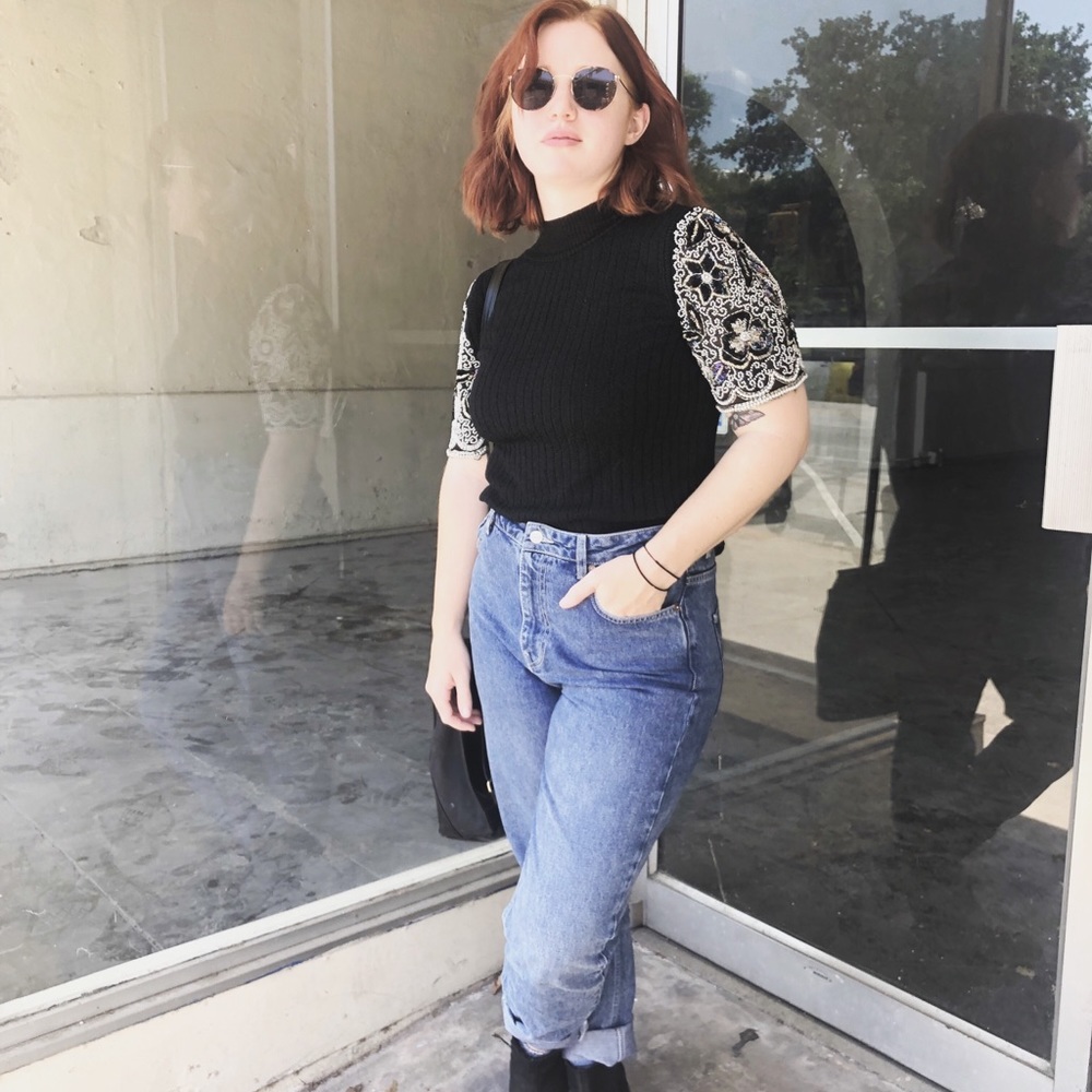 Gorgeous Beaded Sleeve Vintage Sweater